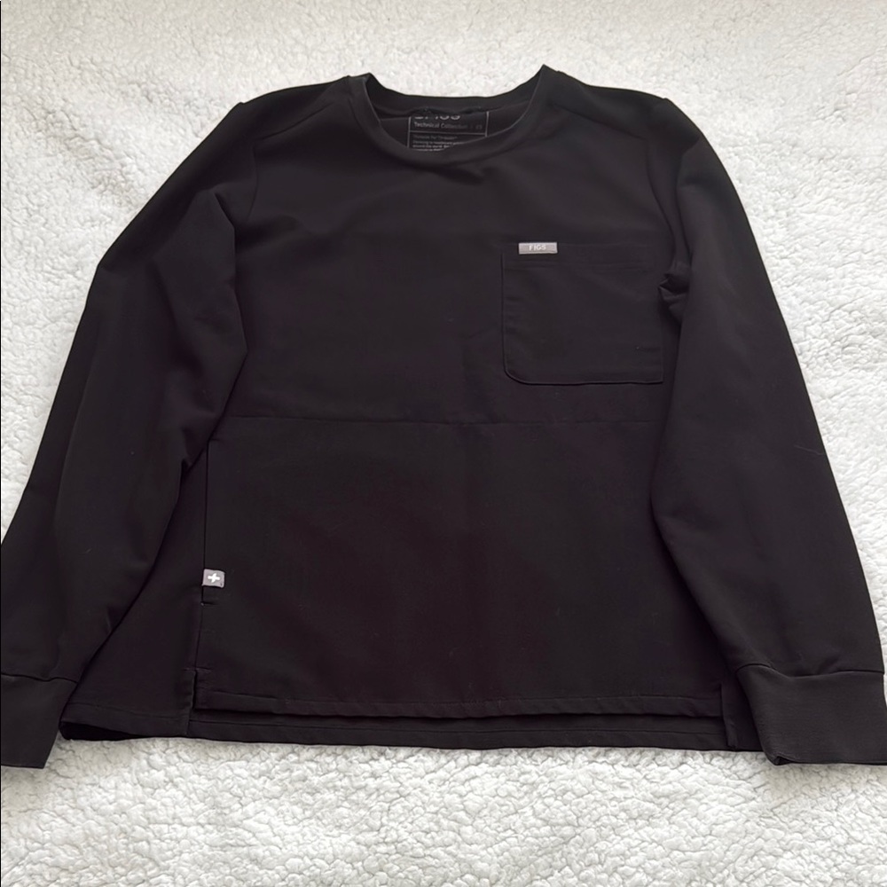 Figs black long sleeve scrub top